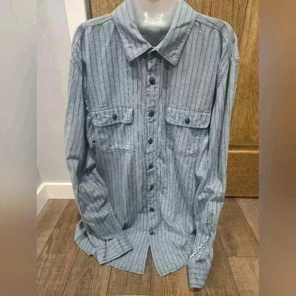 Eddie Bauer Shirt Mens TXL XL Tall Blue Striped Relaxed Fit Button Up - Picture 1 of 7